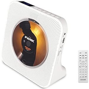 Desktop verticale cd-speler met luidsprekers hifi, draagbare cd-spelers voor thuis, Bluetooth, afstandsbediening, LED-scherm, FM-radio, U-schijf, AUX-poort, compatibele formaten, bedraad, wit, cadeau
