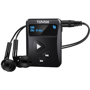 Tin-Nik DAB-398WS-B Portable DAB/DAB+/FM Radio,Digital Pocket RDS FM Mini Radio with Rechargeable Battery,Earphones,Selection of big and small font on OLED Display for Sports,Run,Walk,Jog or Cycling