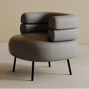 BEDOIN Minimalistische Luxe Crème Stof Enkele Sofa Stoel - Moderne Woonkamer Lounge Accent Donkergrijs