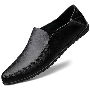 Heren loafers schoen ronde neus PU lederen loafer schoenen lichtgewicht antislip comfortabele outdoor klassieke instappers (Color : Black, Size : 40 EU)