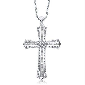 Kettingen voor vrouwen, 14k witgoud diamanten kruis hanger 925 zilveren feest bruiloft hanger ketting for dames heren edelstenen sieraden