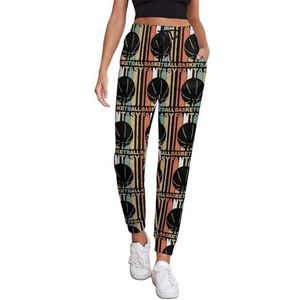 Retro 1970 Fantasie Basketbal Joggingbroek Voor Vrouwen Hoge Taille Joggers Casual Lounge Broek Met Zakken Voor Workout Running