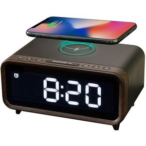 Northpoint Digitale DAB+ radio met wekker, draadloos laadstation, nachtlampje en USB-oplaadpoort, 5 W, draadloze oplader, zwart