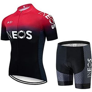 TOPVTT Fietspak voor heren, korte mouwen, MTB-jersey en korte broek, gewatteerde fietskledingset voor outdoor, sport, fietsen, zomer