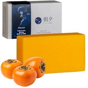 Asayu Japan Persimmon Body Soap (Kaki) - 1 Stuk, 85 g, voor Mannen en Vrouwen, Zacht voor alle Huidtypes, Natuurlijke Zeep tegen Lichaamsgeur