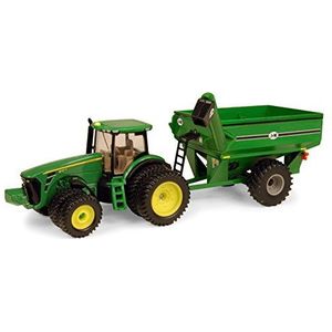 TOMY Ertl John Deere 8320R Tractor With J & M Grain Cart, 1:64 Scale