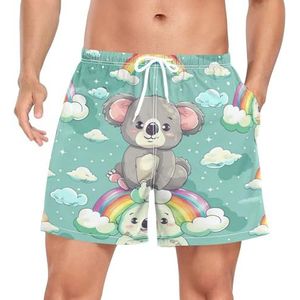 Niigeu Cartoon Baby Koala Bear Zwembroek voor heren, sneldrogend, met zakken, Leuke mode, L