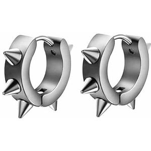 Fako Bijoux® - Oorbellen - Oorringen - Stainless Steel - RVS - Spikes - Zilverkleurig
