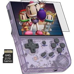 Handheld gameconsole Ondersteuning Linux, 5G WiFi 4.2 Bluetooth 3,5 inch IPS-scherm 64G TF-kaart 4452 Klassieke spellen (Size : Purple)