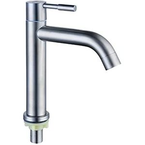 304 Stainless Steel Single Cold Basin Faucet Brushed Lead-Free Bathroom Water Tap Kitchen Sink Taps-Drawing 2.75x7.1inch