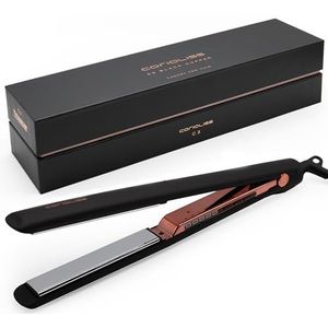 Corioliss C3 Professioneel Stijltang | Extra Lange Titanium Platen | Perfect voor steilen en krullen | Tot 235° | Ionisch | Antifrizz | Zwart Koper Soft Touch