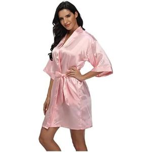 LHSJYG Dames gewaden satijnen badjas vrouwelijke intieme lingerie nachtkleding zijdeachtig bruidscadeau casual kimono badjas jurk nachthemd sexy nachtkleding (lichtroze, 4XL)