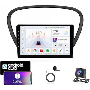 9 Inch Autoradio Compatibel voor Peugeot 607 2004-2010 met GPS Navigatie CarPlay Android Auto Acht-Core 4G Bluetooth WiFi MirrorLink Stuurwiel Afstandsbediening(T4 8 Core 4G+Wifi 4G+64G)