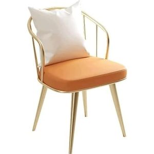 Bureaustoelen Bureaustoel Comfortabel Zacht Kussen Bureaustoel Halfronde Casual Eetkamerstoel Eenvoudige Stoelen Lendensteun Verstelbare (Color : Gold-orange)