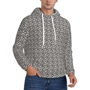 GUOLGP Ack Grijs Wit Camo Print Mannen Hooded Pullover Mode Zachte Comfortabele Voor Winter Casual Dagelijks Dragen, Zwart, XS