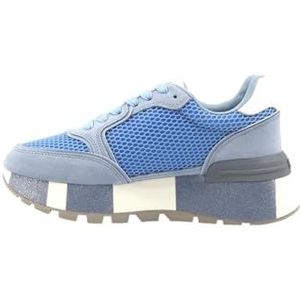 LIU JO BA4005 Amazing Light-Blue Sport Sneakers voor Dames Nubuck, Lichtblauwe stof, Hoge Wighak, S1106, 35 EU