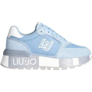 LIU JO BA4005 Amazing Light-Blue Sport Sneakers voor Dames Nubuck, Lichtblauwe stof, Hoge Wighak, S1106, 35 EU