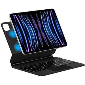 Toetsenbordhoes voor iPad Air 11-inch (M3 2025 / M2 2024) & Pro 11 inch (1st/2nd/3rd/4th Generation), Magnetische Zwevende Standaard, Toetsenbord Met Achtergrondverlichting,zwart