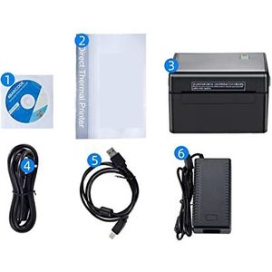 Etiketprinters 4 inch label printer draagbare functionele thermische printersteun USB Interface 152 mm/s barcode printer zwart wit (Color : DT108B BLACK)