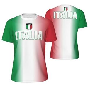 Sport Mesh T-Shirt Geleidelijke Italiaanse Italië Vlag Tees 3D Gedrukt voor Fitness Running Fiets Voetbal Tennis Voetbal, Meerkleurig, S