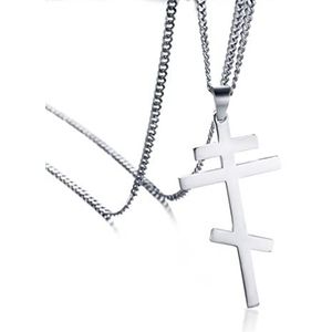 Hoge kwaliteit punk vintage goud zilver kleur titanium staal christelijk orthodoxe kruis hanger ketting mannen