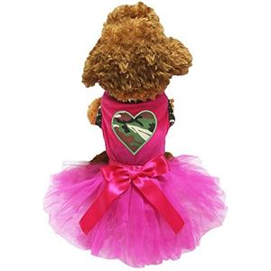 Petitebelle Camouflage hart puppy hond jurk (hot pink/hot pink, X-lar)