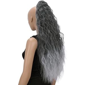 CAISHA 70 cm Extra Lang Volumineus Golvend Haarstukje Met Clip On Vlecht Paardenstaart Hittebestendige Synthetische Vezels Zwart Grijs Mix H708