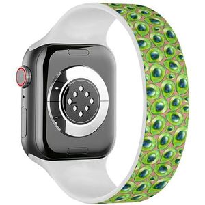 Solo Loop Band Compatibel met All Series Apple Watch 42/44/45/49mm (Halves Green Avocado) Elastische Siliconen Band Strap Accessoire, Siliconen, Geen edelsteen