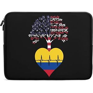 Colombia US Root Heartbeat Grappige Laptop Sleeve Draagtas Messenger Aktetas Beschermhoes voor 10/12/13/15/17 Inch