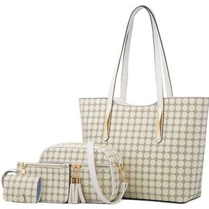 Schoudertas, handtas, grote capaciteit, dubbele tas, vier-in-één damestas (Size : White)