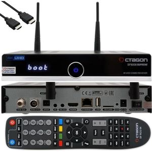 OCTAGON SF8008 4K Combo Supreme UHD HDR tv-ontvanger, satelliet, DVB-T2/kabelontvanger, E2 Linux Smart TV Box, EasyMouse HDMI, 2.4/5G Dual-Band WiFi, opnamefunctie, M.2 SSD-interface