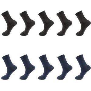 YIJIANUO 10 Paren/partij Mannen Gekamd Katoenen Sokken Zwart Casual Business Ademend Man Sok Nieuwe Voor Mannelijke Plus Size EU38-48, 5donkergrijs 5marineblauw, EU44-48(Plus size)