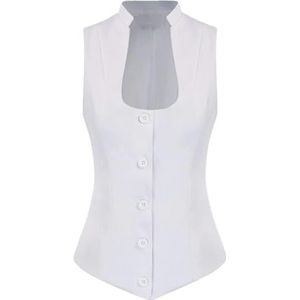 Dvbfufv Damesvest voor dames, business, slim fit, vintage vest voor kantoor, werk, vest, Wit, XS