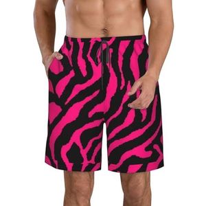 PHTZEZFC Zebra Tiger Leopard Red Print Strandshorts voor heren, zomershorts met sneldrogende technologie, licht en casual, Wit, M