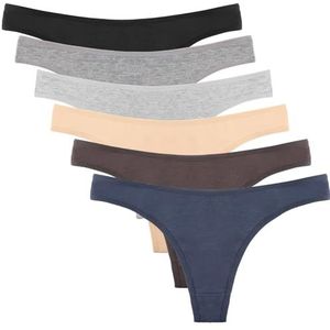DRESHOW 6 Set Dames Strings Katoen Ademend Slipje Bikini Ondergoed