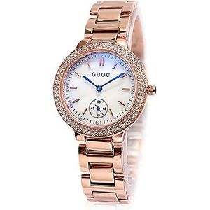 RORIOS Dames Horloges Fashionable Women Watch Analoge Kwarts Horloges Rhinestone Dial with Stainless Steel Strap Dress Watches for Women Ladies