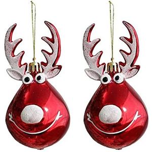 Kerstboomdecoraties, 2 stuks plastic kerstballen met gewei, klassieke rode en gouden kerstballen kerstversiering rendier ornamenten voor kerstdecoratie