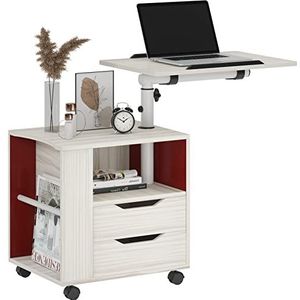 SogesHome Besteltafel nachtkastje in hoogte verstelbaar slaapkamermeubel commode met lade opbergkast met draaibare plank afsluitbare universele wielen