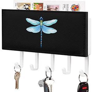 Blauwe Dragonfly Sleutelhouder voor Muur met 5 Haken Brief Kapstok Home Decor Keuken Slaapkamer Kantoor