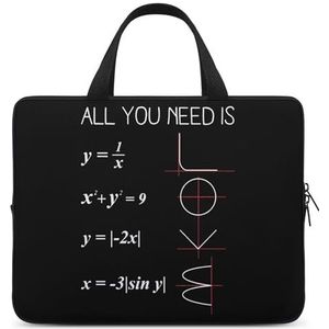 All You Need Is Love Math Formula Reizen Laptop Sleeve Case Aktetas Met Handvat Notebook Messenger Bag voor Kantoor Zaken