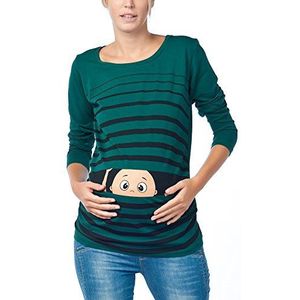 Grappige schattige zwangerschapsmode T-shirt met motief zwangerschapscadeau - lange mouwen, donkergroen, L