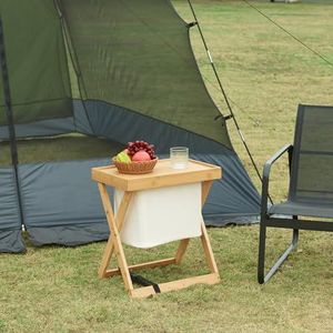 [en.casa] Campingtafel Hattfjelldal picknicktafel met tas opvouwbare buitentafel tuintafel met afneembaar dienblad 53x48x32cm bamboe