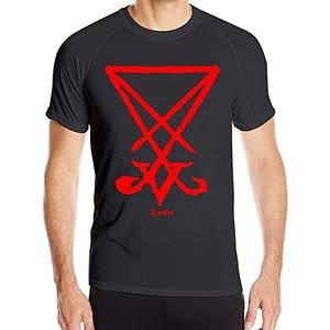 Occult Sigil of Lucifer Satanic Mens Quick Dry Moisture Wicking UV Sun Protection T-Shirt Cycling Shirts overhemden(Small)