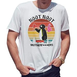 Noot Noot Retro Motherf T-shirt voor heren, wit, L