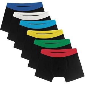 ZD1603 Set van 6 boxershorts voor kinderen, katoen, boxershorts voor jongens, katoen, onderbroek, jongens, katoen, onderbroek, jongens, boxershorts, slip, kinderen ZD1603, Kleur: zwart, 158/164 cm