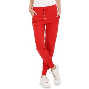Malito 8021-G Joggingbroek voor dames in klassieke look, sportbroek in effen kleuren, baggy om te dansen, sweatpants, trainingsbroek, rood, XL