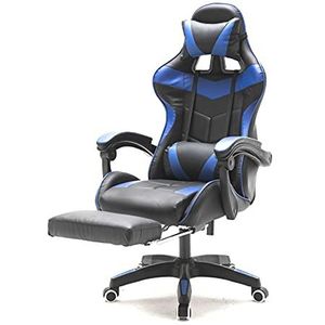 Gamestoel met voetsteun Cyclone tieners - bureaustoel - racing gaming stoel - blauw zwart