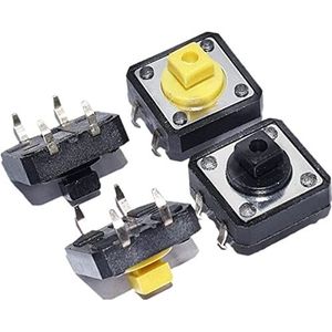Microschakelaar 20 STKS / LOT aanraakschakelaar 12x12x7,3mm vierkante drukknop schakelaar geel 12 x 12 x 7,3 mm microschakelaar (kleur: geel)
