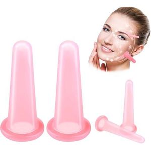 Jidyllic Gezichtscupping-set, 4 stuks siliconen gezichtscupping-set voor gezicht, anti-cellulitis, stimulator, gezondheidszorg, cupping gezichtscupping, siliconen vacuümbekers voor gezichts- en