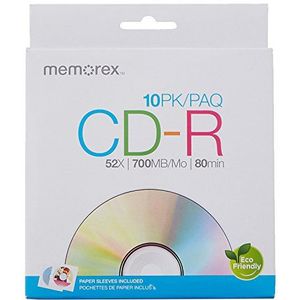 Memorex 700Mb/80 minuten 52X CD-R, 10 Pack (32020033356)